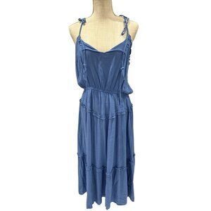 Blue B Collection Womens Blue Ruffle Tiered Midi Dress Size L